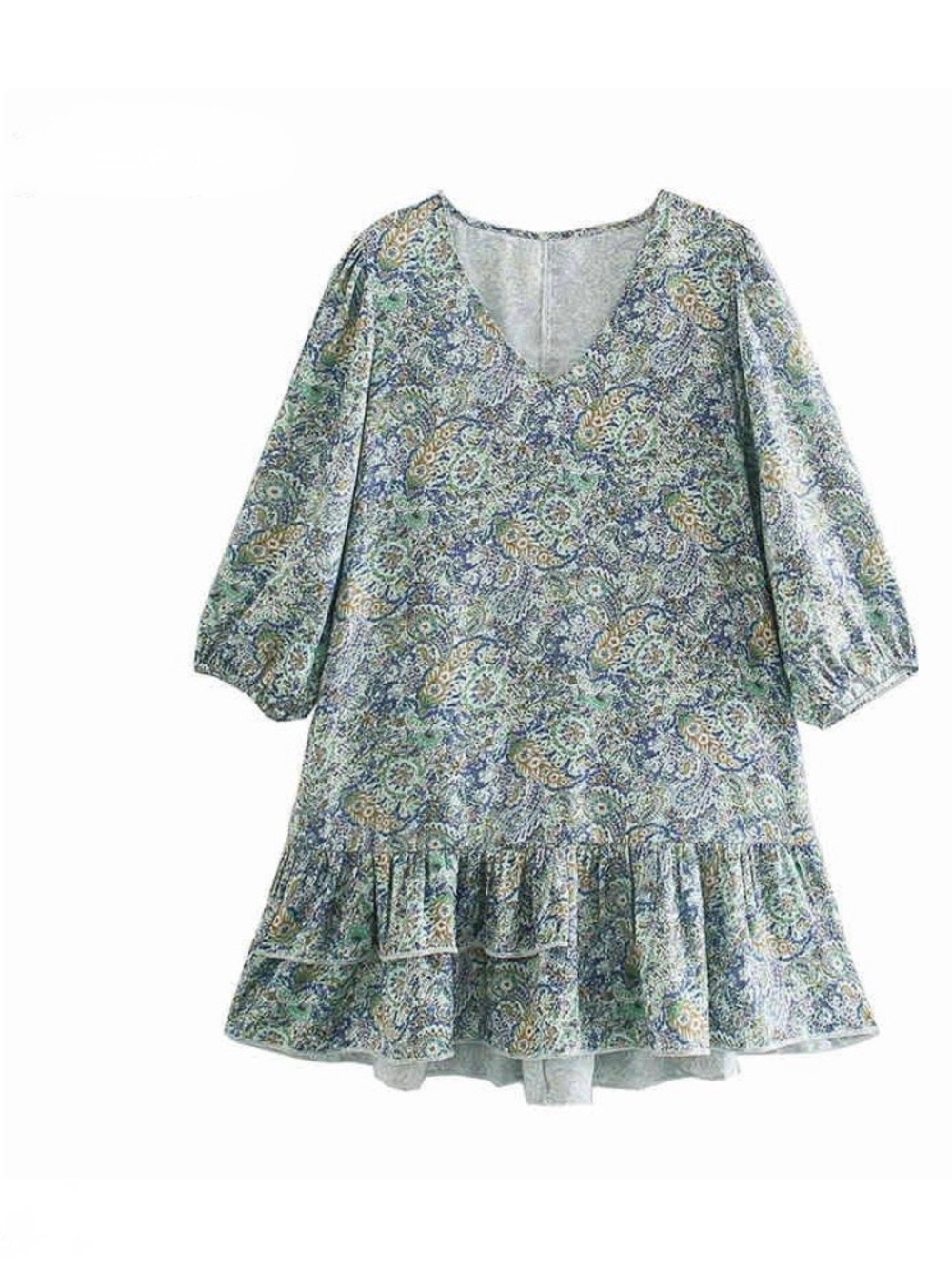 Black Tape_ Pastel Floral Paisley Dress in Lavender, Mint, Yellow